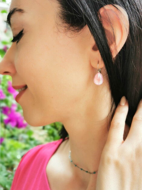 Pink Drop stainless steel earrings