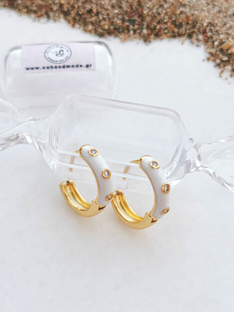 White hoops stainless steel earrings