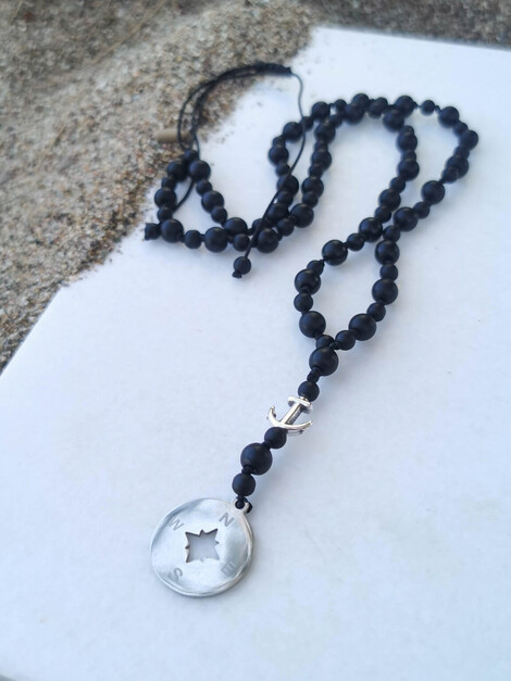 Compass men rosario necklace