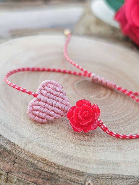 Corazon pink macrame martaki